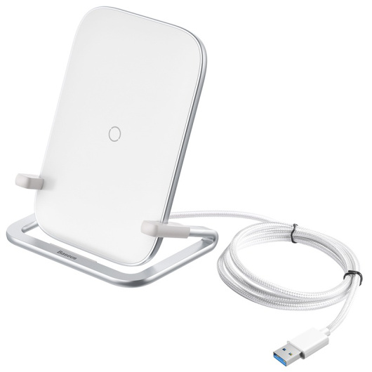 Беспроводное зарядное устройство BASEUS Rib + Кабель USB, 2A, 15W, белый
